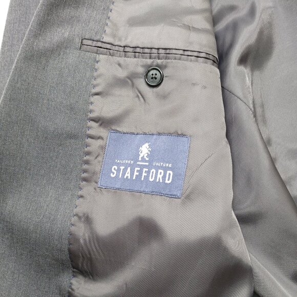 Stafford Gray Wool Blend Blazer 42L Classic Fit Travel Suit Jacket Timeless - Picture 5 of 12